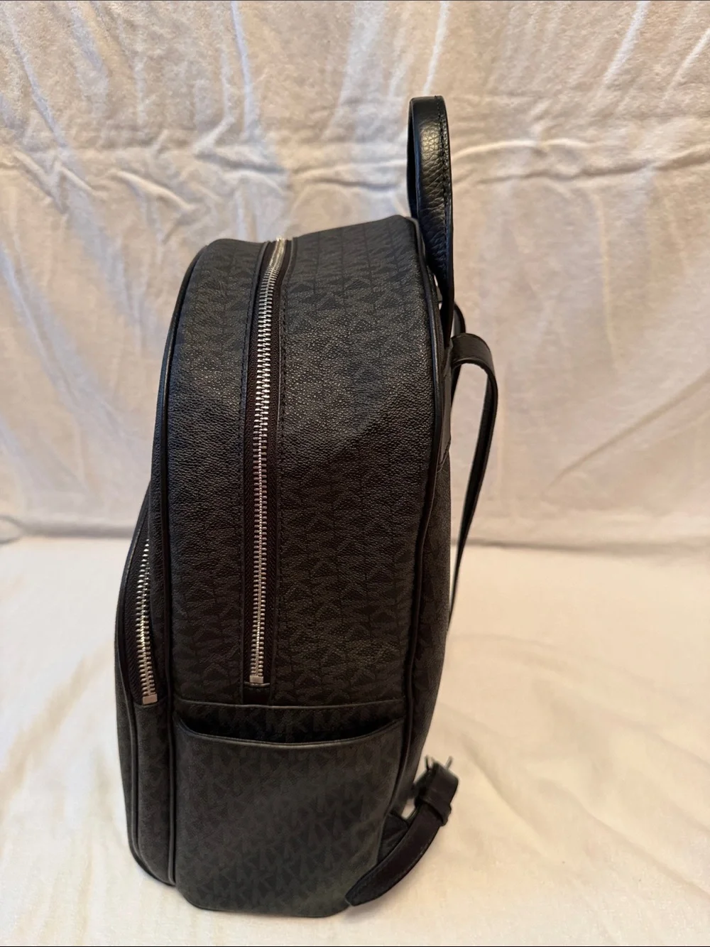 Michael Kors Dark Brown/Black MK Logo Backpack with Metallic Logo
